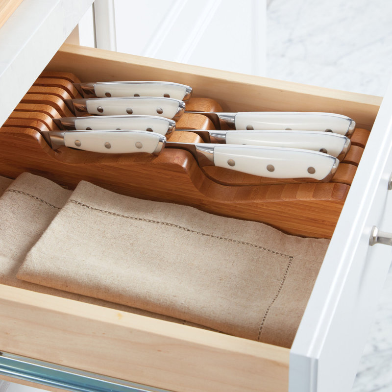 Sabatier In Drawer Knife Organizer, 7 Slots, Bamboo Knife Block